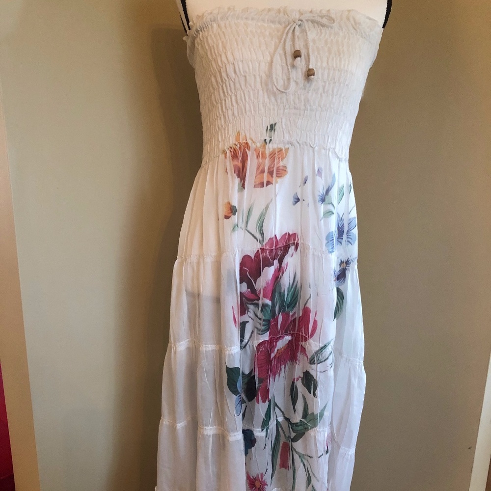 White Sundress with Floral print on front